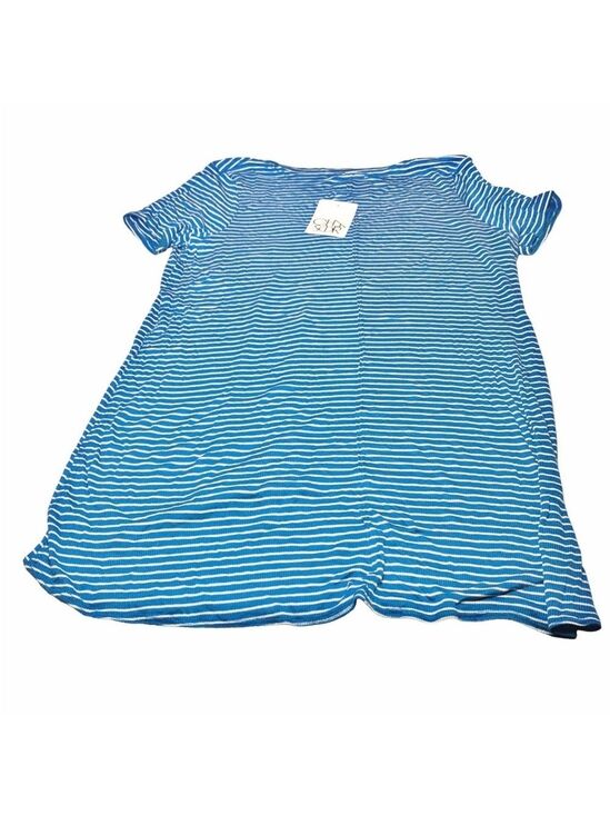Tops - CHASER Blue Striped Ribbed Hi-Lo Cap Sleeve Shirt M